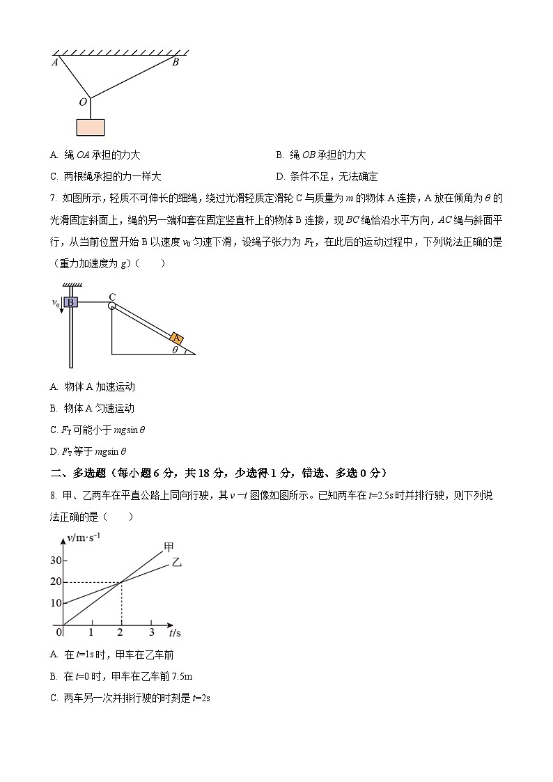 2023-2024学年河北省邯郸市魏县高一上学期1月期末物理试题03