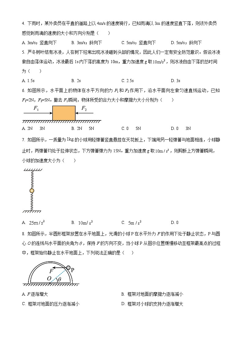辽宁省朝阳市建平县实验中学高一上学期1月期末物理试题第2页
