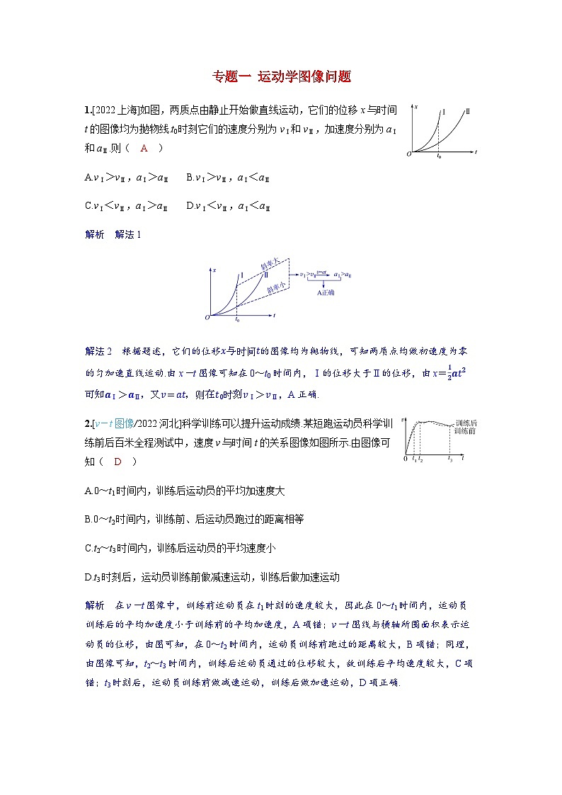 备考2024届高考物理一轮复习强化训练第一章运动的描述匀变速直线运动的研究专题一运动学图像问题01
