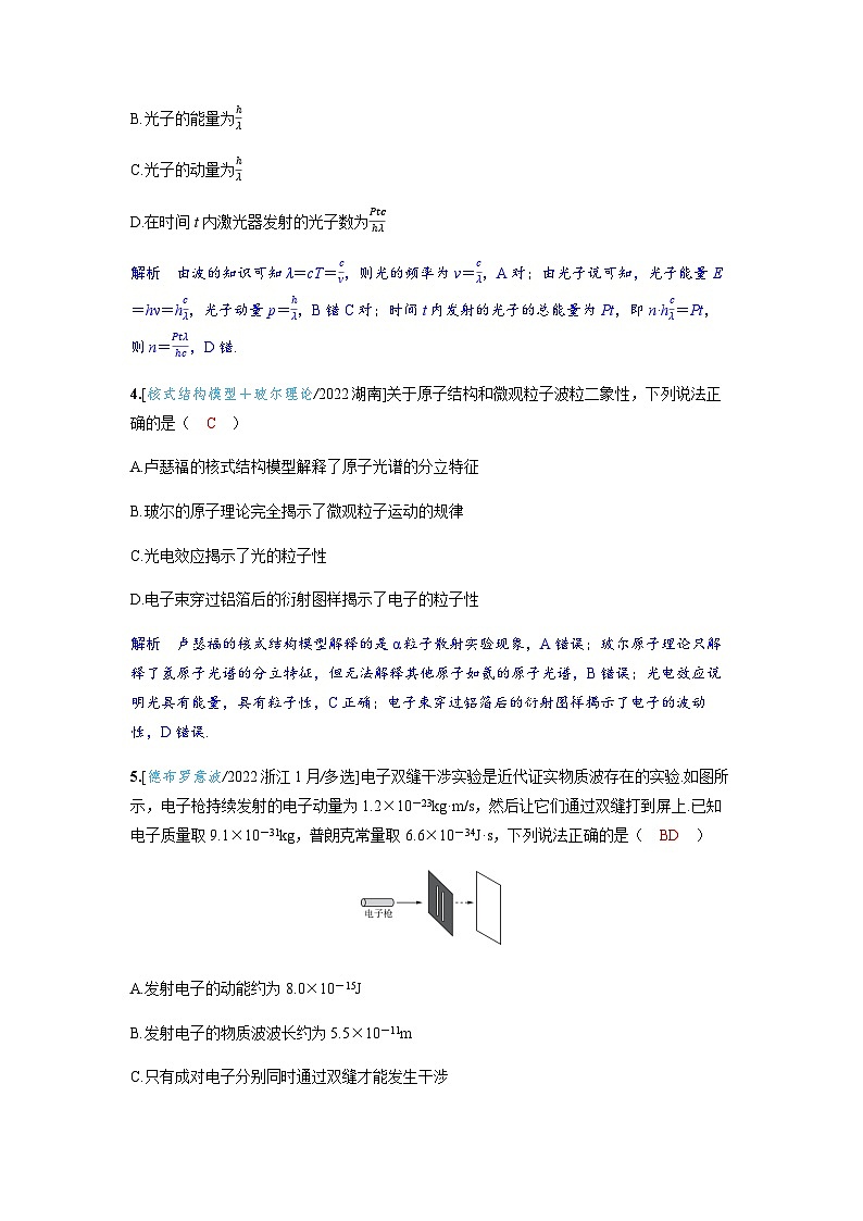 备考2024届高考物理一轮复习强化训练第十六章近代物理第1讲原子结构和波粒二象性第2页