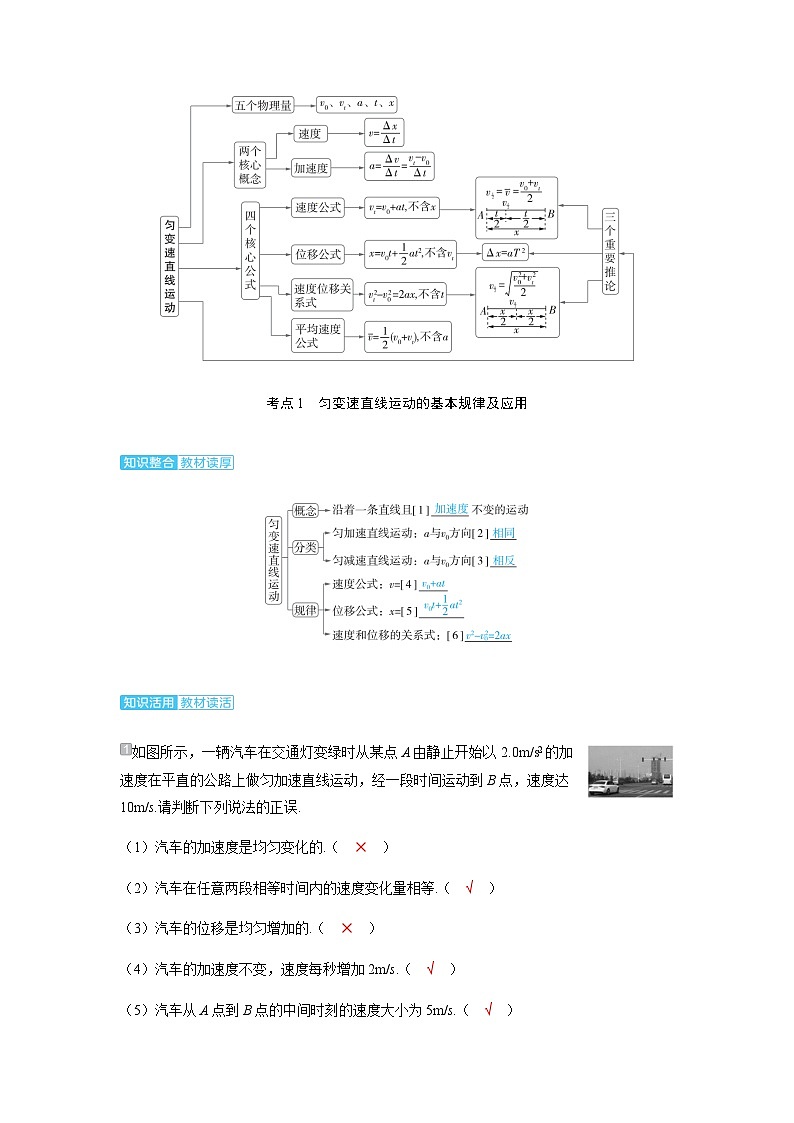 备考2024届高考物理一轮复习讲义第一章运动的描述匀变速直线运动的研究第2讲匀变速直线运动的规律及应用考点1匀变速直线运动的基本规律及应用第2页