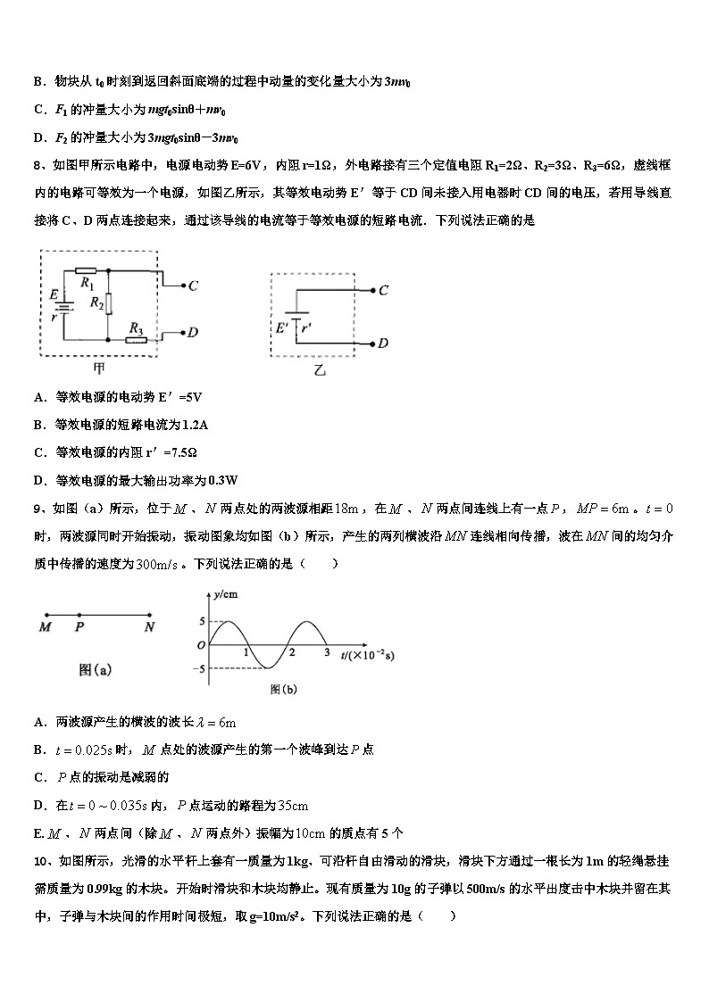 浙江省2023-2024学年高三上期末物理试题03