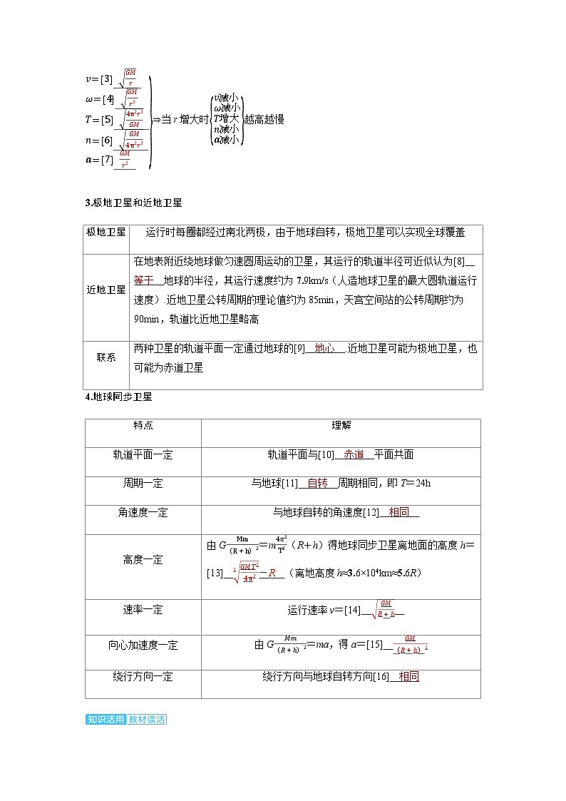 备考2024届高考物理一轮复习讲义第五章万有引力与宇宙航行第2讲宇宙航行考点1卫星运行参量的分析第3页