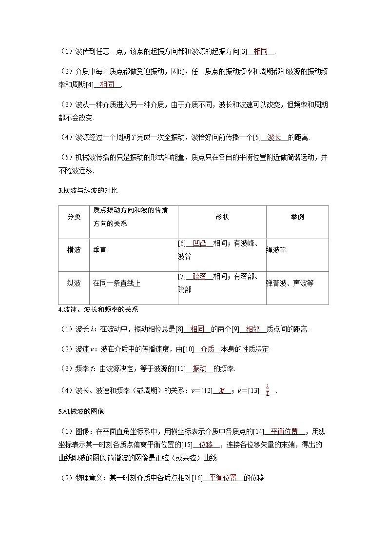 备考2024届高考物理一轮复习讲义第八章机械振动和机械波第2讲机械波考点1机械波的传播与图像03