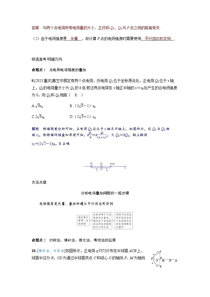备考2024届高考物理一轮复习讲义第九章静电场第1讲静电场中力的性质考点3电场强度的叠加第2页