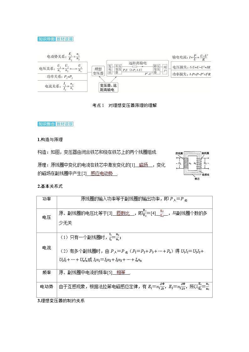 备考2024届高考物理一轮复习讲义第十三章交变电流电磁振荡与电磁波传感器第2讲变压器远距离输电考点1对理想变压器原理的理解第2页