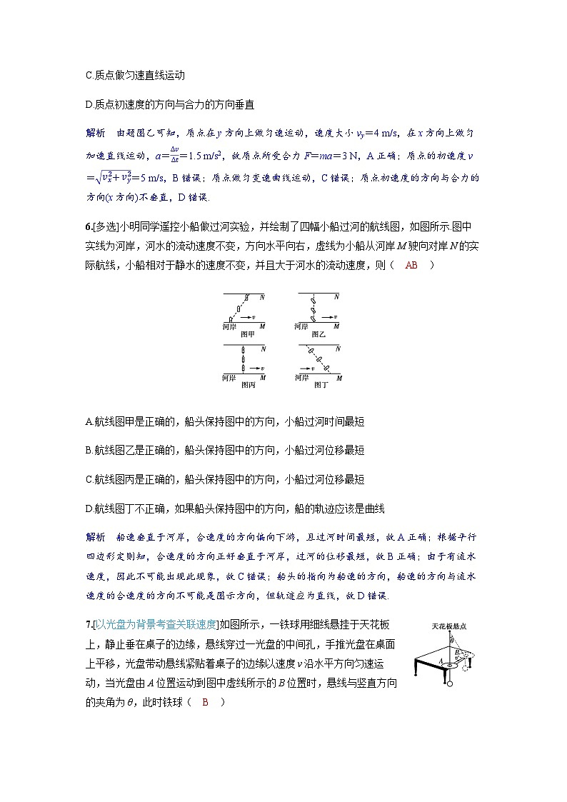 备考2024届高考物理一轮复习分层练习第四章曲线运动第1讲曲线运动运动的合成与分解第3页