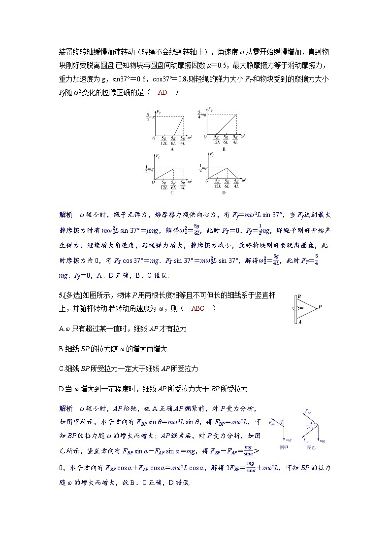 备考2024届高考物理一轮复习分层练习第四章曲线运动专题七圆周运动临界问题的模型建构第3页