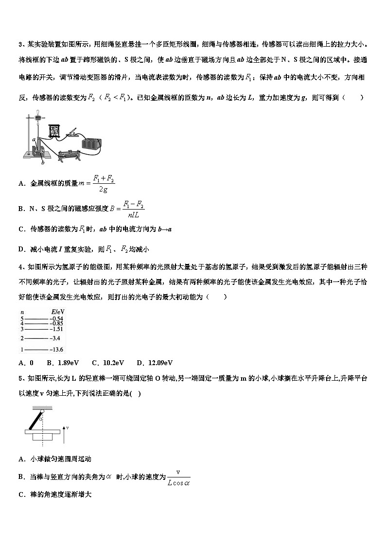 2023-2024学年浙江省部分中学高三上学期1月月考试题 物理试卷（含解析）第2页