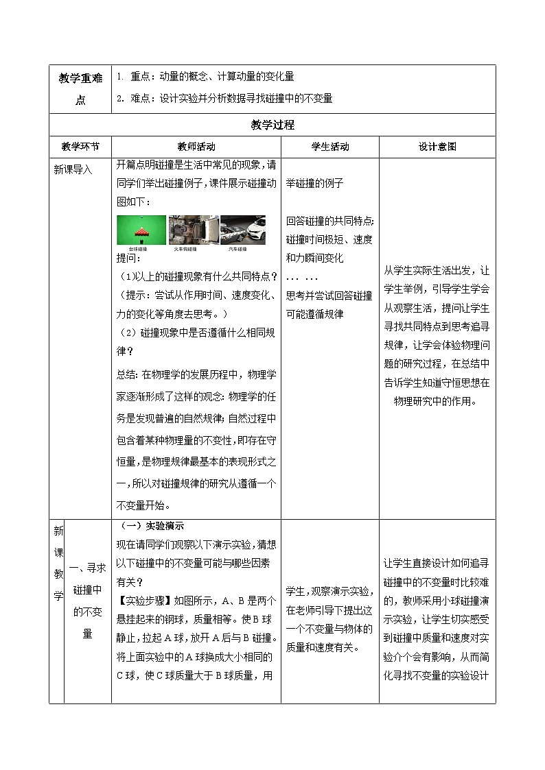 1.1 动量（教学设计）-2024-2025学年高二物理同步备课精品课件+导学案+分层作业（人教版2019选择性必修第一册）02