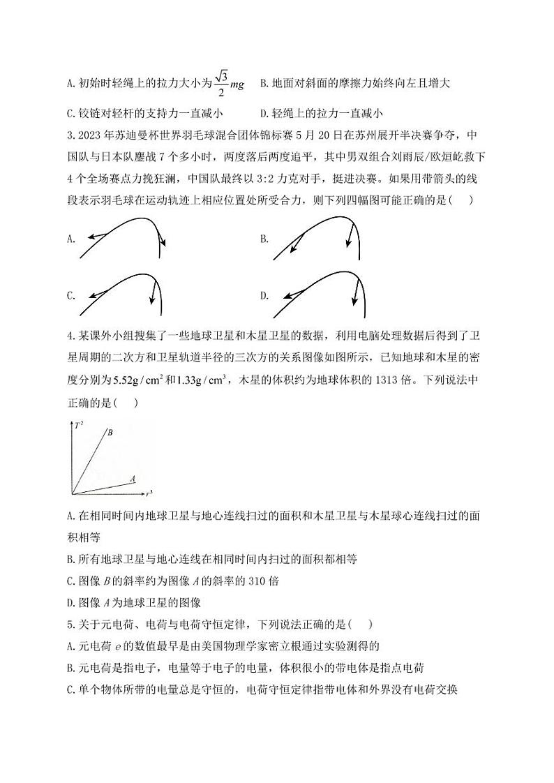 河南省开封高级中学2022-2023学年高三上学期开学考试物理试题第2页