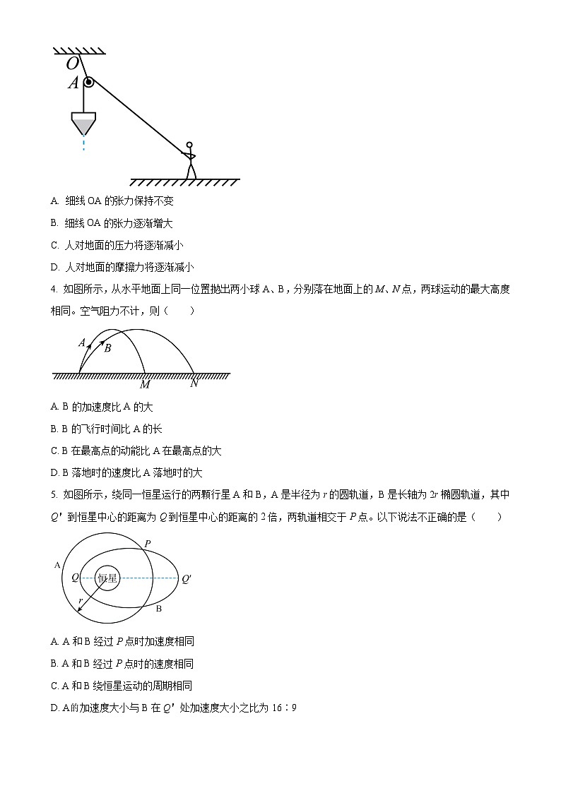 2024届吉林省辽源市田家炳高中友好学校七十六届期末联考高三上学期1月期末考试 物理 （解析版）02
