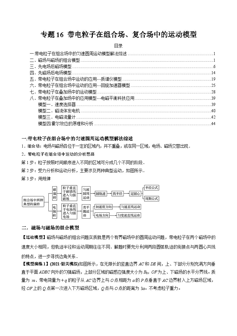 专题16 带电粒子在组合场、复合场中的运动模型（解析版）第1页