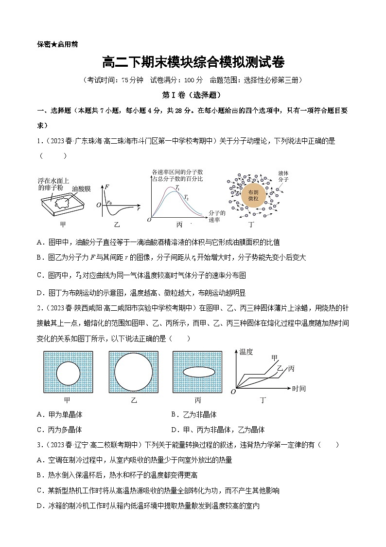 （人教版2019选择性必修第三册）高中物理综合测试卷（原卷版+解析）01