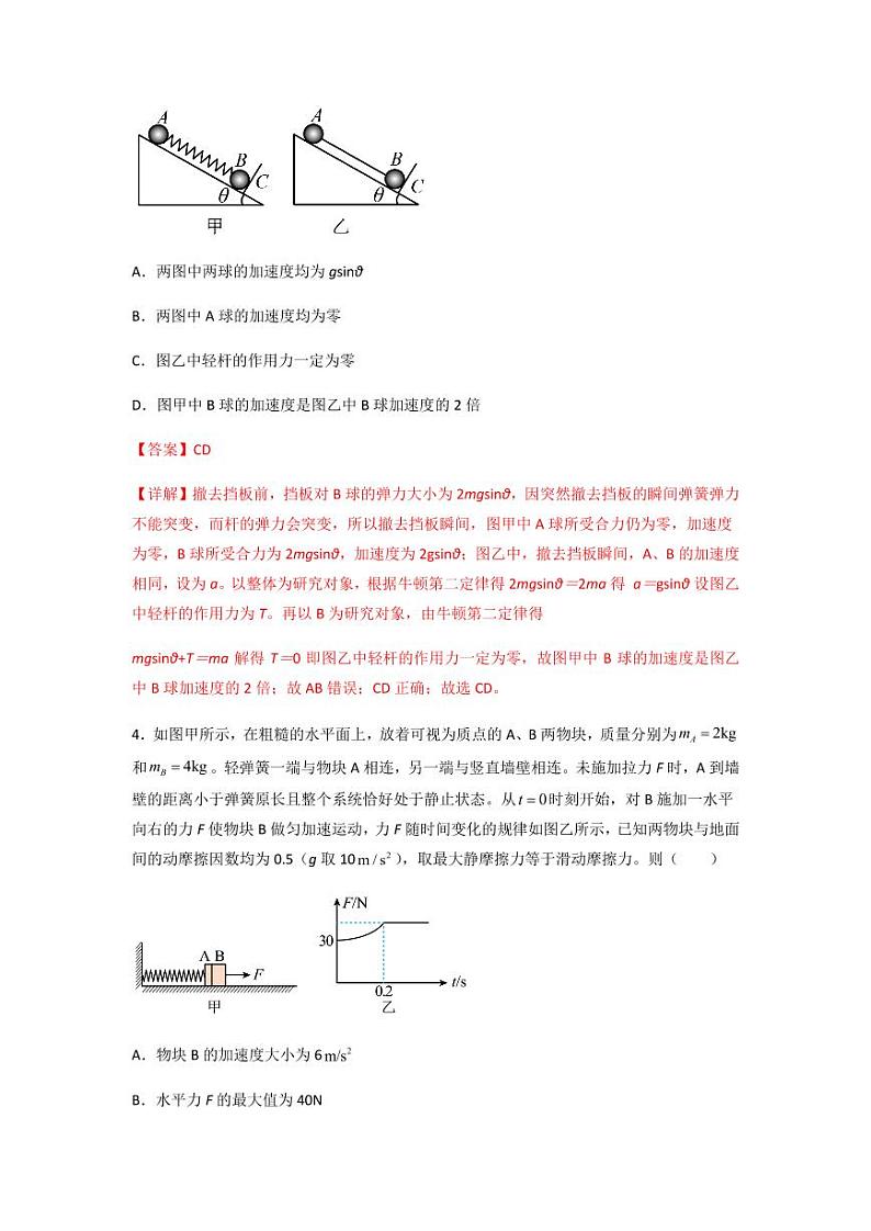 2022 届高三物理二轮常见模型与方法综合特训专练专题03 弹簧模型03