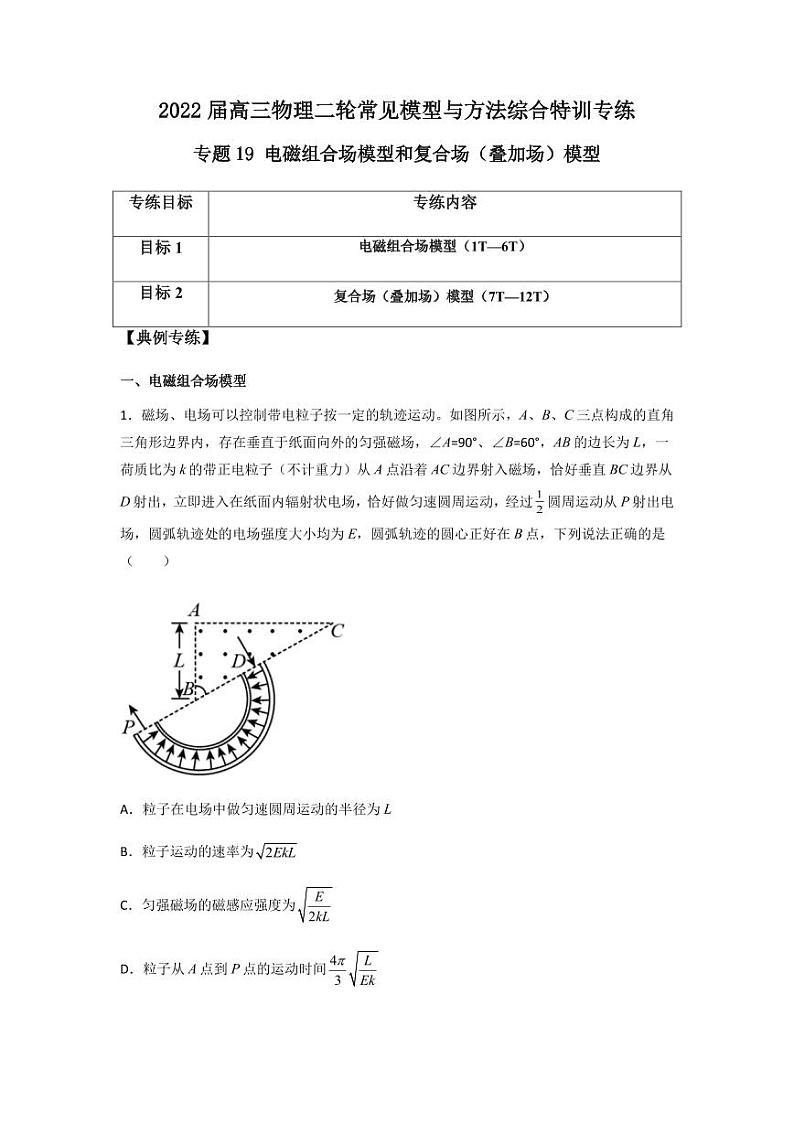 专题19 电磁组合场模型和复合场（叠加场）模型（解析版）第1页