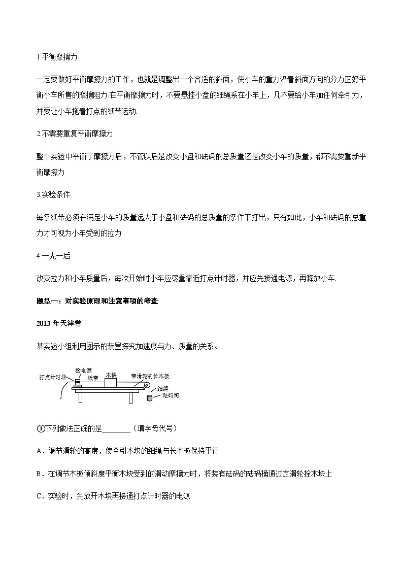 专题2 验证牛顿第二定律-2024年高考物理冲刺力学实验专题03