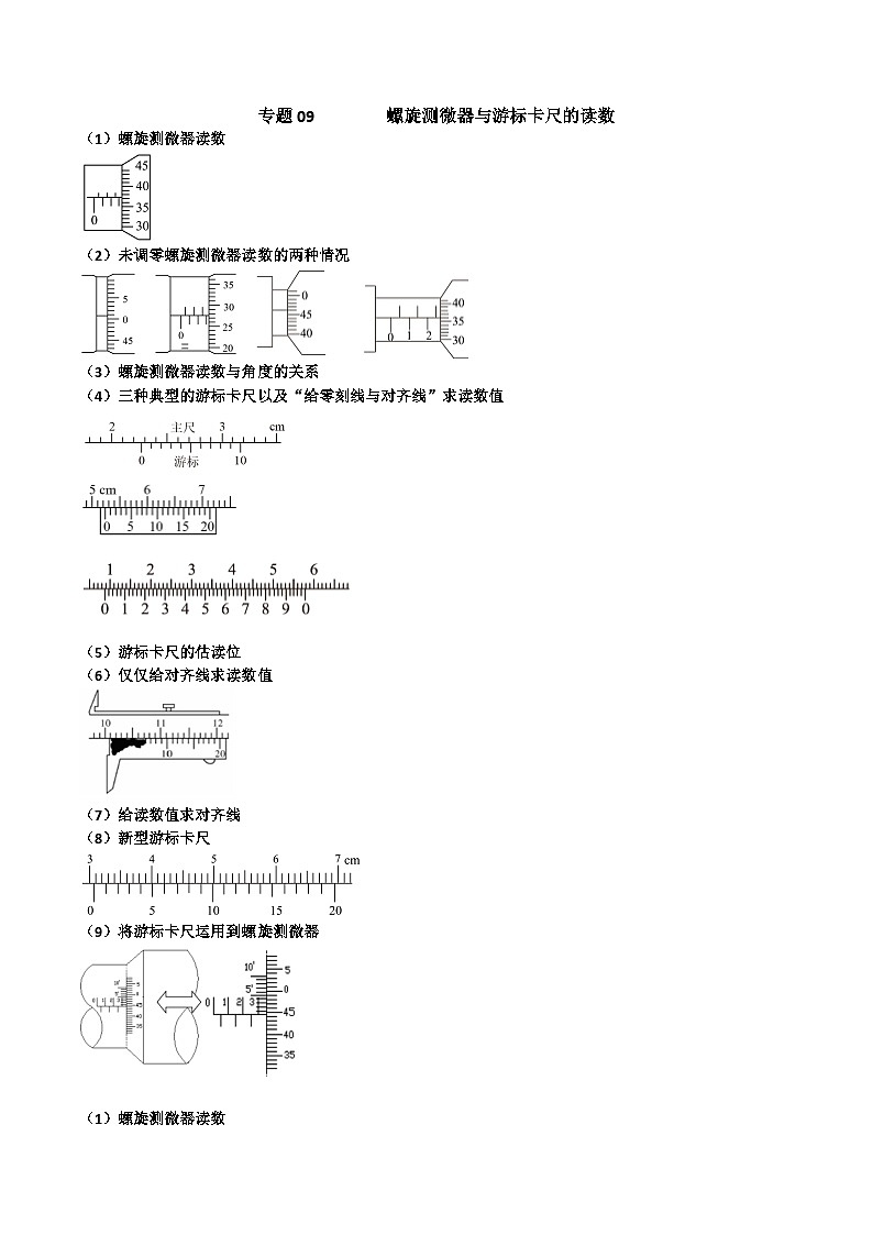 2024年高考物理电学实验专题逐个击破专题09 螺旋测微器与游标卡尺的读数（原卷版）第1页