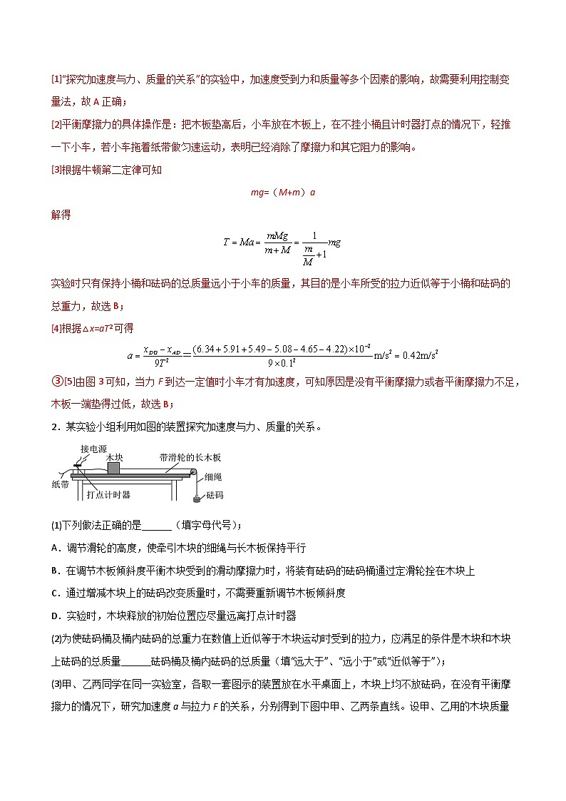 2024年高考物理力学实验专题逐个击破专题01 验证牛顿第二定律03
