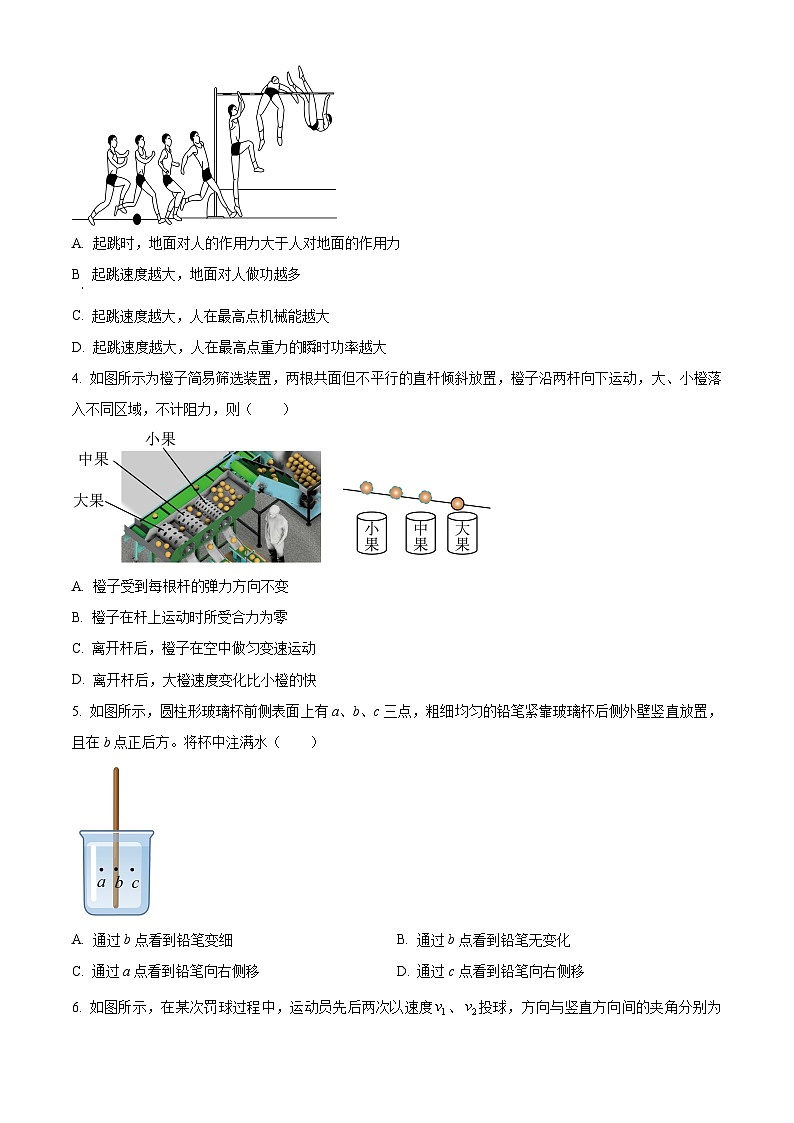 江苏省连云港市2024届高三上学期第一次调研考试（一模）物理  Word版含解析02