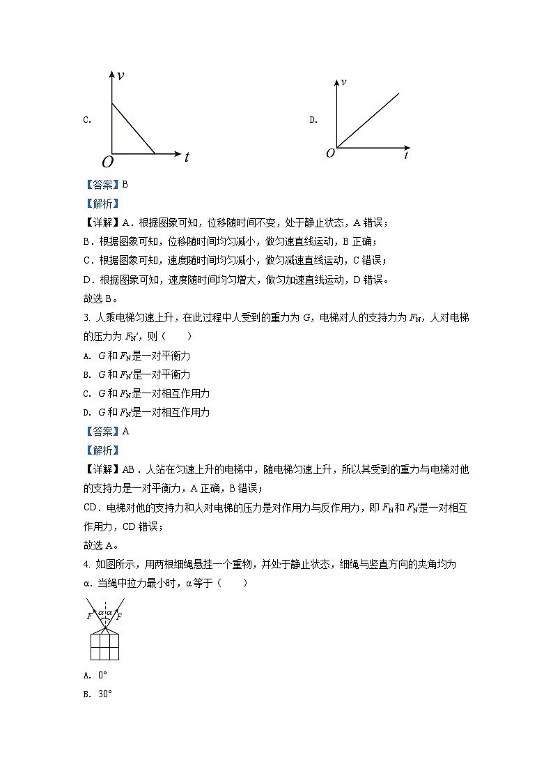 精品解析：江苏省盐城市响水县清源高级中学2021-2022学年高一（上）期中物理试题02
