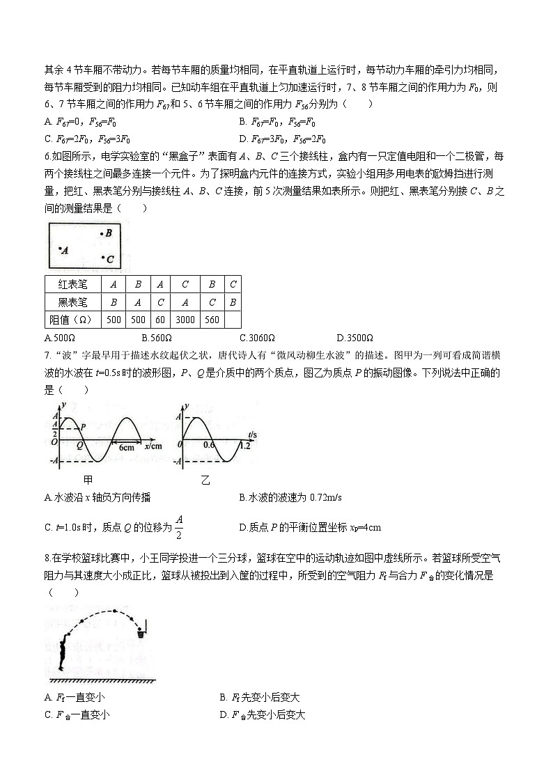2024届新疆乌鲁木齐地区高三第一次质量监测物理试题及答案02