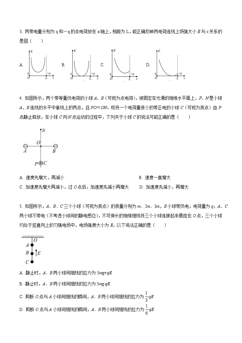 （人教版（2019）必修第三册）高二物理上学期（课中、后）同步试题精编  9.6 专题二：电场力的性质（课后练习）（附参考答案）02