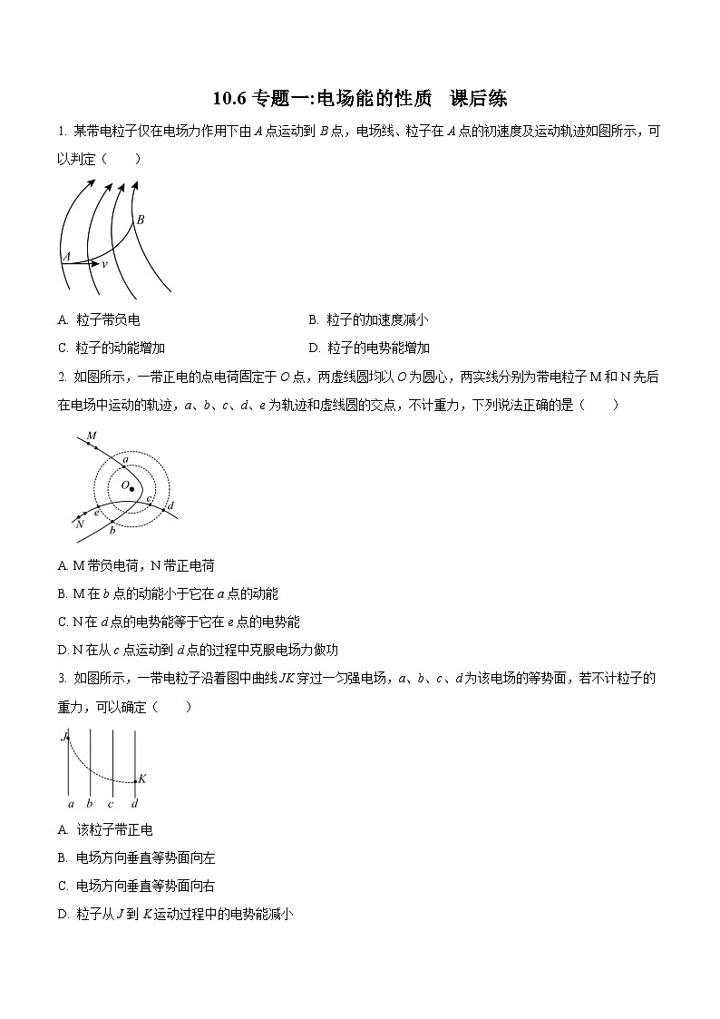（人教版（2019）必修第三册）高二物理上学期（课前、中、后）同步试题精编  10.6 专题一： 电场能的性质（课后练习）（附参考答案）01