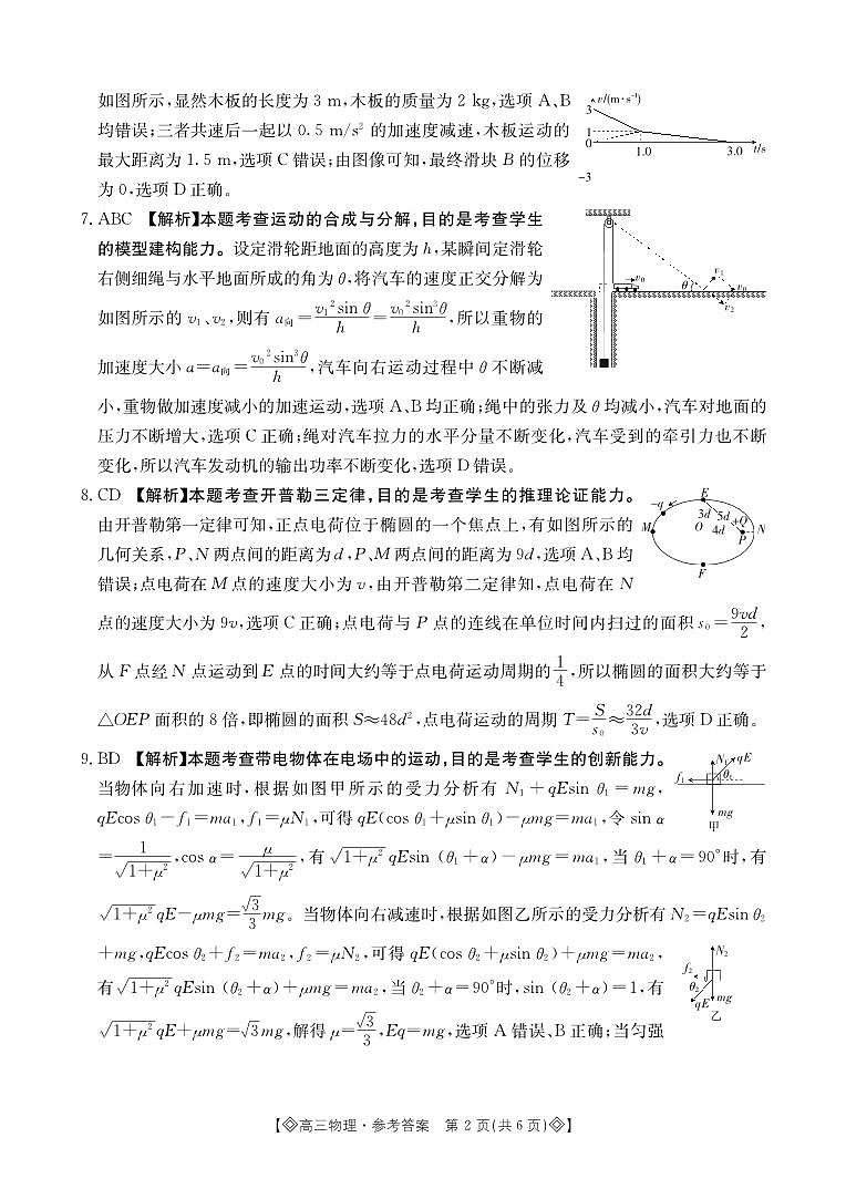 湖南省张家界市普通高中2023-2024学年高三上学期期末联考物理答案第2页