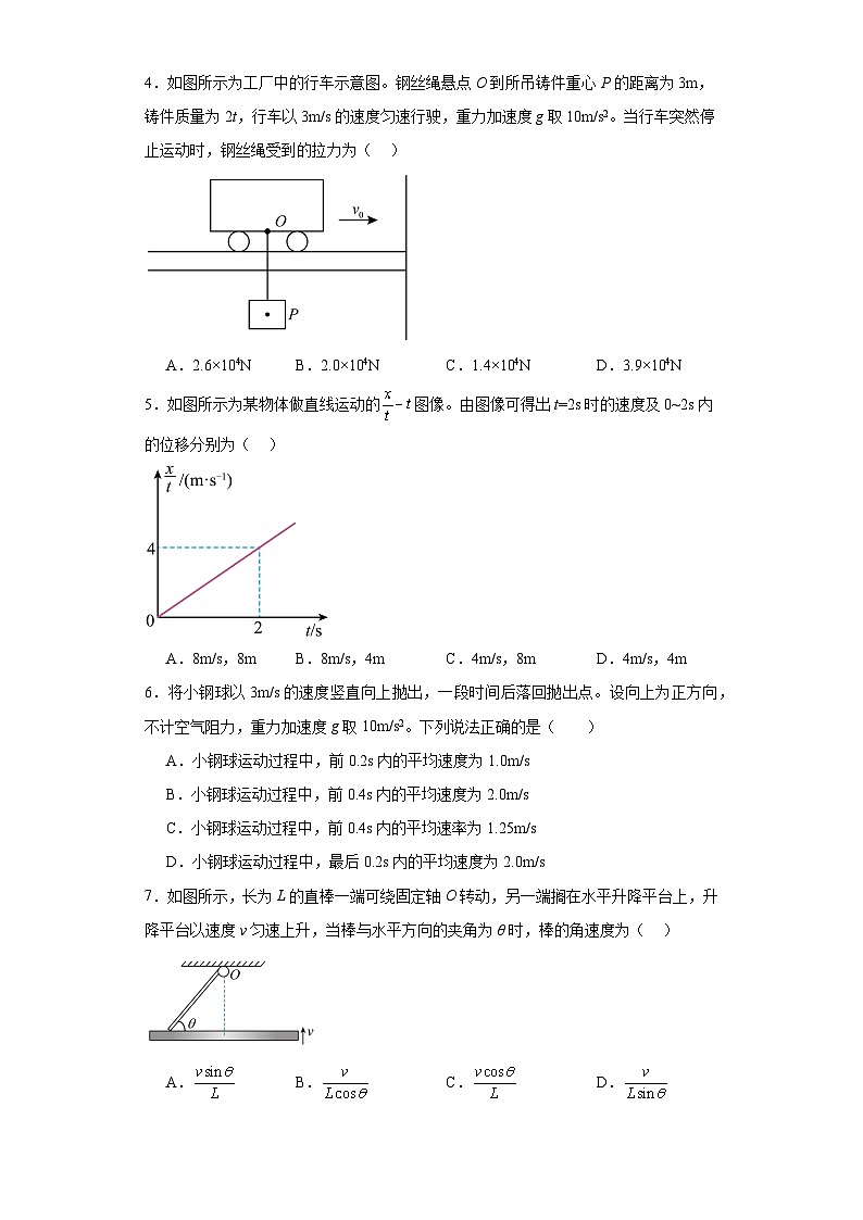 河北省邯郸市2023-2024学年高一上学期期末质量检测物理试卷第2页
