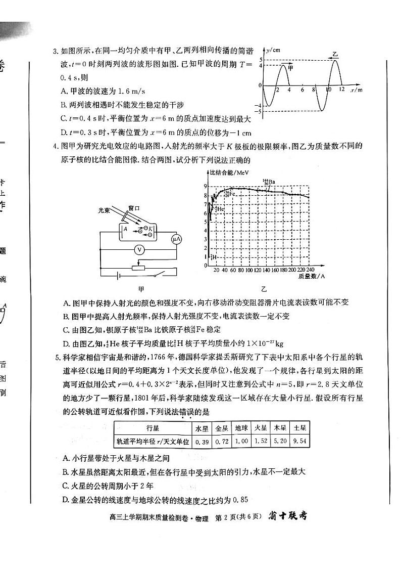 安徽省合肥市第一中学2023-2024学年高三上学期期末联考（省十联考）物理试卷第2页