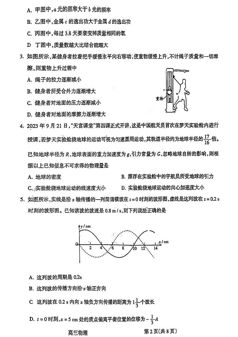 山西省吕梁市2024届高三上学期1月期末考试物理02