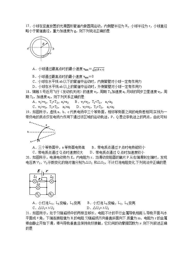 黑龙江省哈尔滨市第六中学2021届高三上学期期末考试理综物理试题第2页