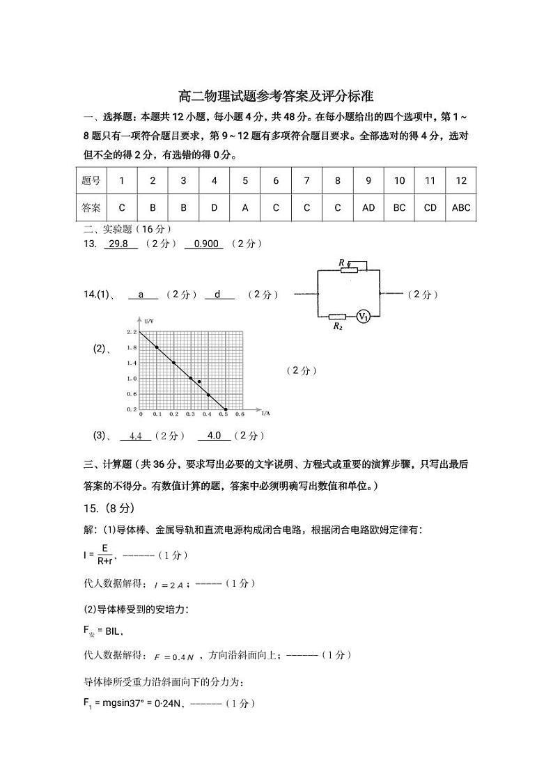黑龙江省齐齐哈尔市2020-2021学年高二上学期期末考试物理试题01