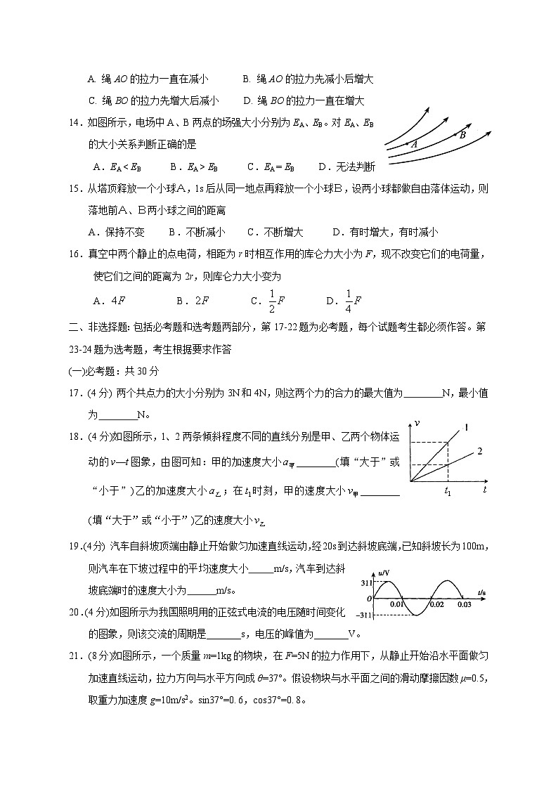 湖南省邵阳市新宁县第二中学2020-2021学年高二上学期期末检测物理试卷03