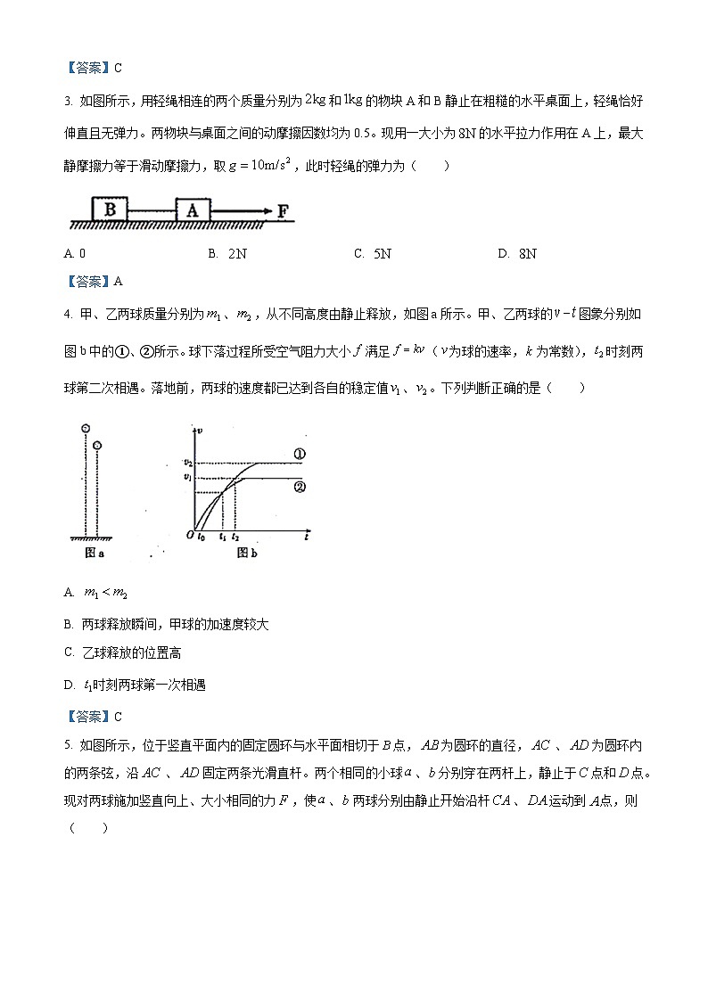 辽宁省朝阳市第二高级中学2020-2021学年高一（上）期末物理试题第2页