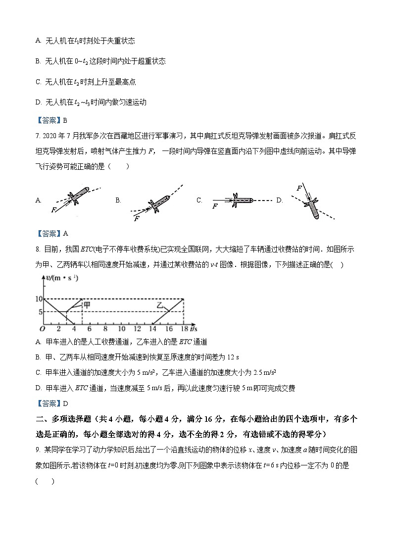 辽宁省锦州市2020-2021学年高一（上）期末物理试题03