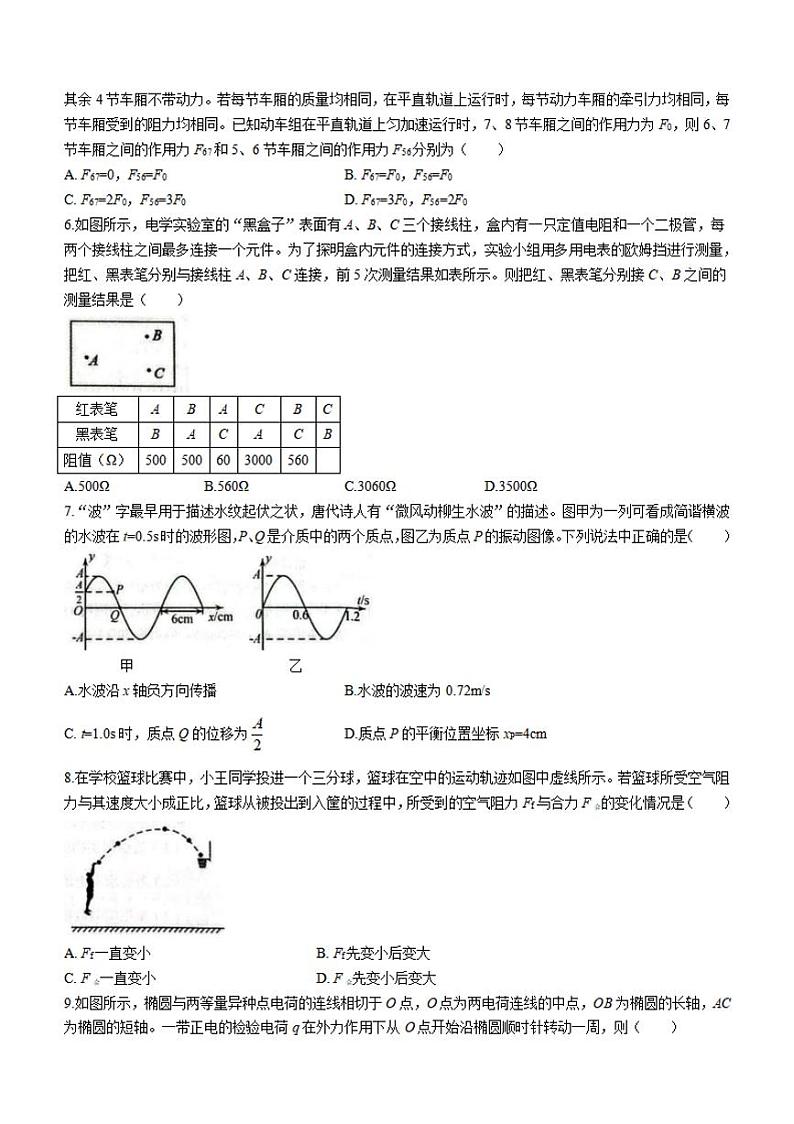 新疆乌鲁木齐地区2024届高三上学期第一次质量监测物理试卷及答案第2页