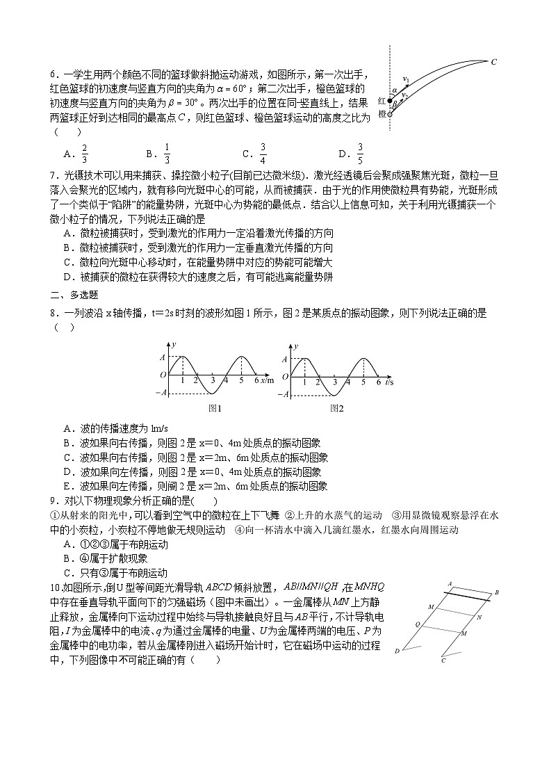 重庆市乌江新高考协作体2024届高三上学期第一次联合调研抽测（一模）物理试卷第2页