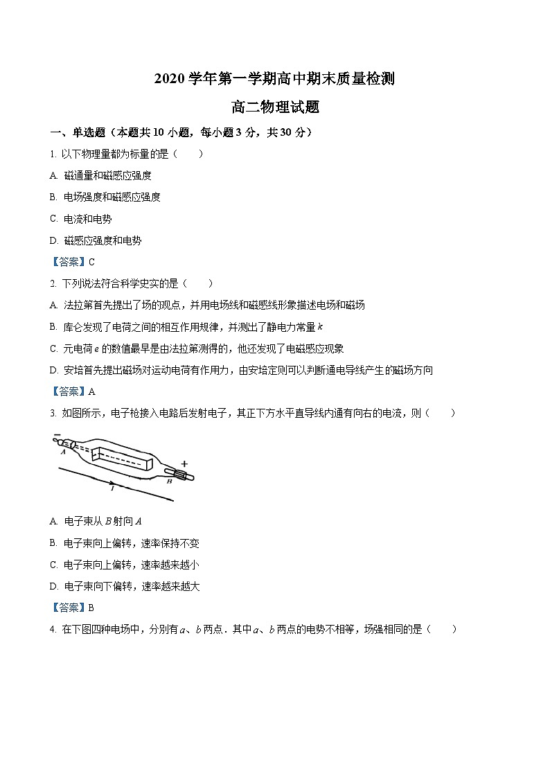 浙江省绍兴市柯桥区2020-2021学年高二（上）期末教学质量调测物理试题01