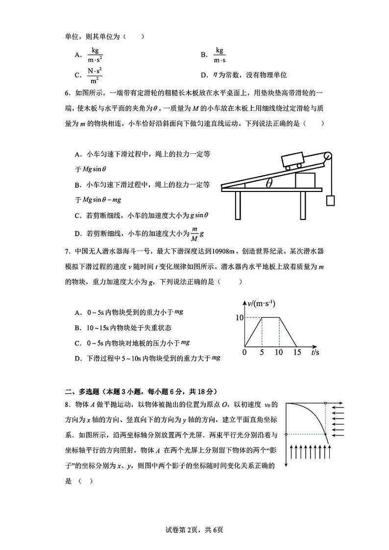 +江西省广昌县第一中学2023-2024学年高一上学期期末考试物理试卷第2页