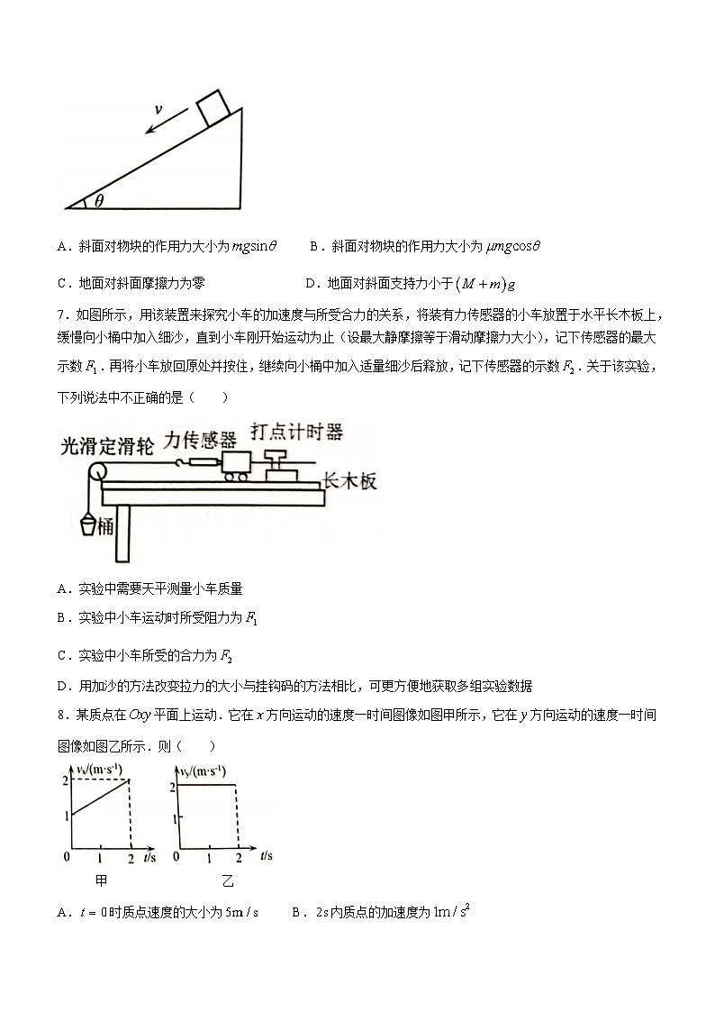 江苏省某市2023-2024学年高一上学期期末考试物理试卷(无答案)02