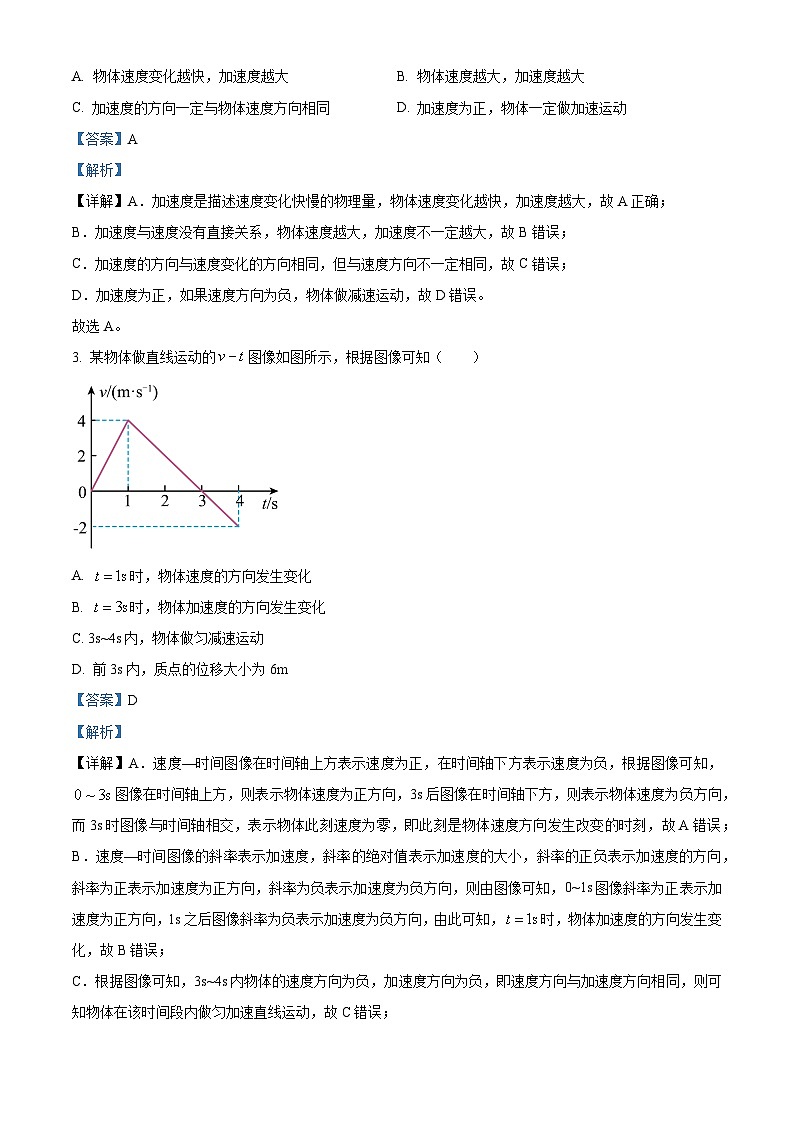 75，陕西省渭南市2023-2024学年高一上学期1月期末物理试题02