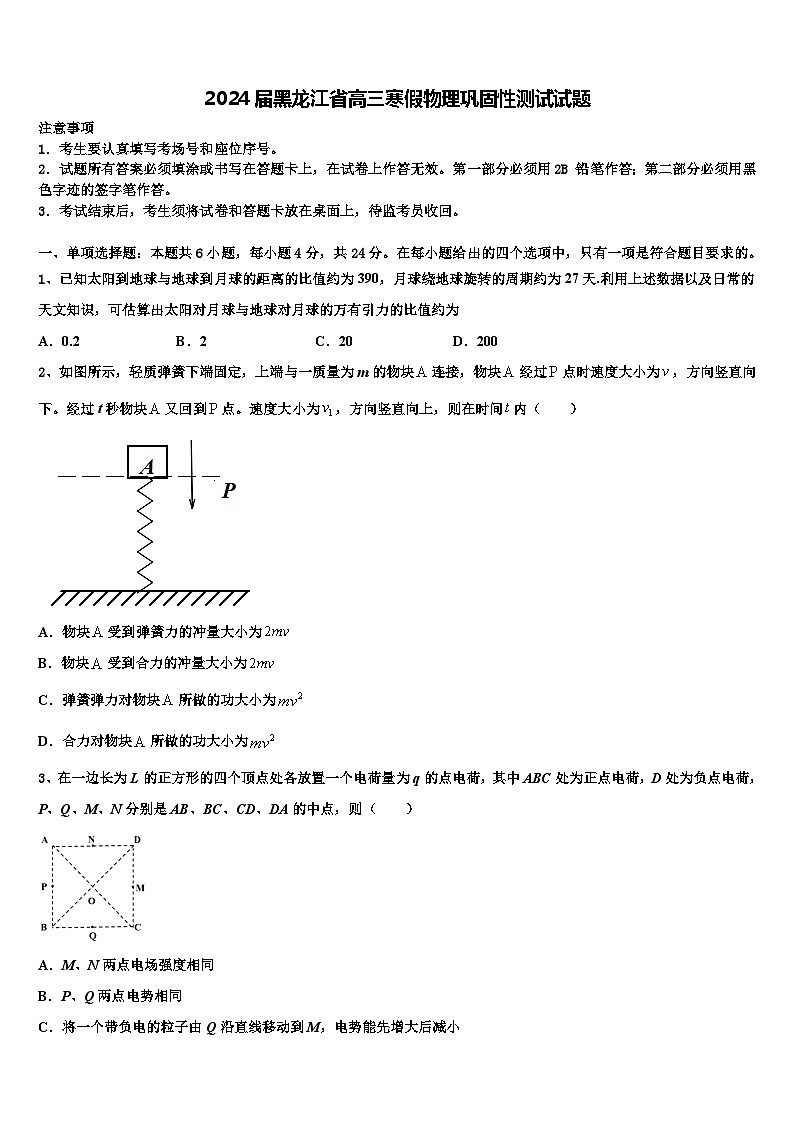 2024届黑龙江省高三寒假物理巩固性测试试题01