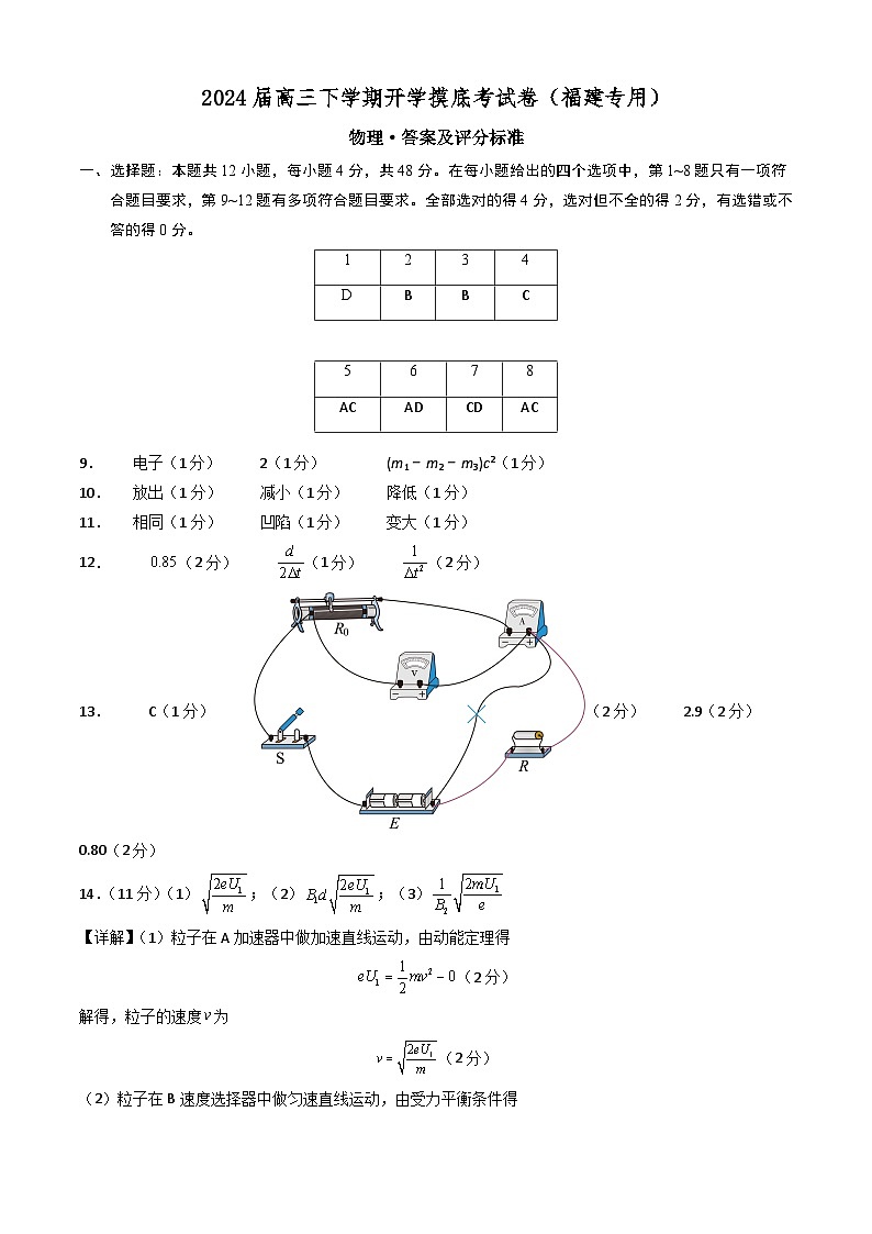【开学摸底考】高三物理（福建专用）-2023-2024学年高中下学期开学摸底考试卷.zip01
