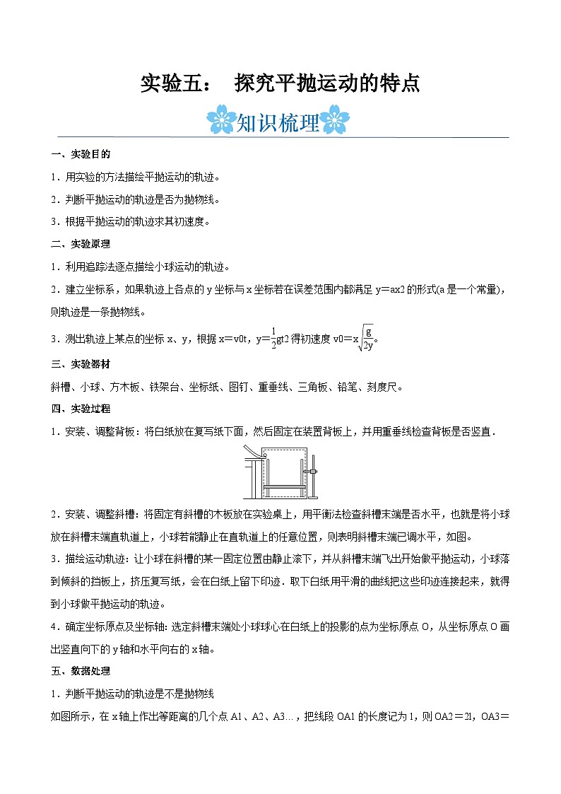 备战2024年高考物理一轮重难点复习讲义 实验05+ 探究平抛运动的特点【全攻略】01