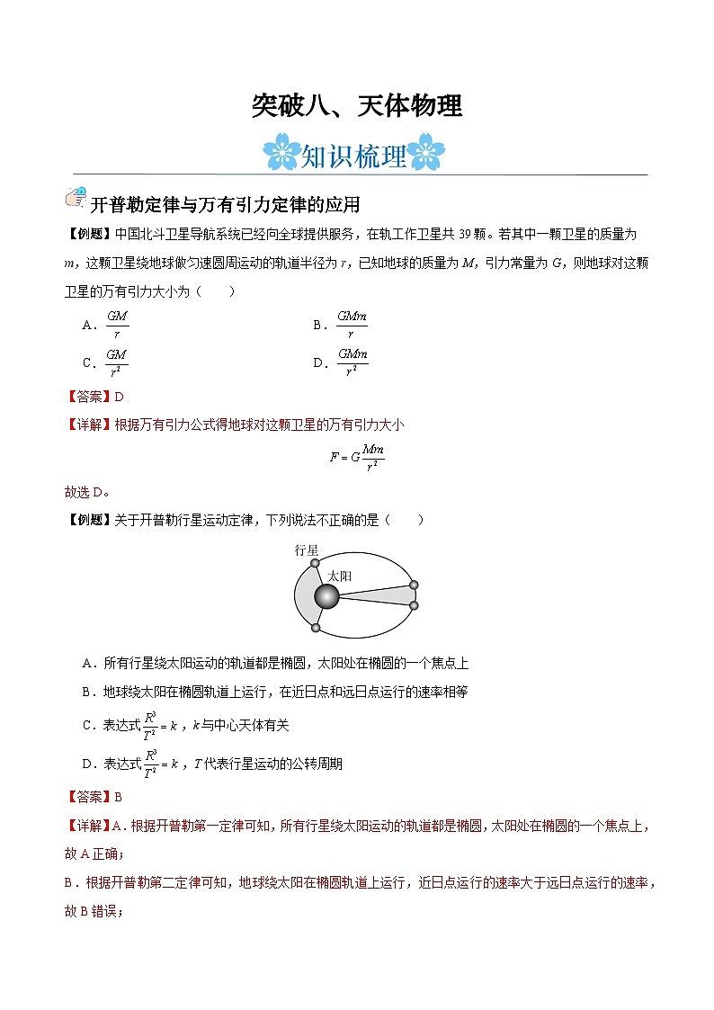 备战2024年高考物理一轮重难点复习讲义 突破08+ 天体物理【全攻略】01