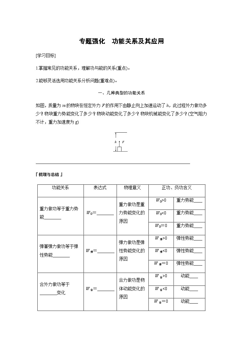 第八章 专题强化　功能关系及其应用  学案（学生版+教师版）—2024年春高中物理人教版必修二第1页