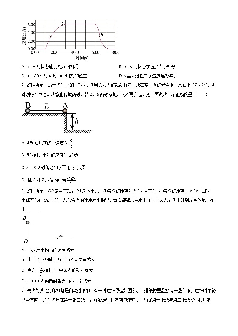 2023-2024学年江苏省镇江中学高一下学期4月期中物理试题02
