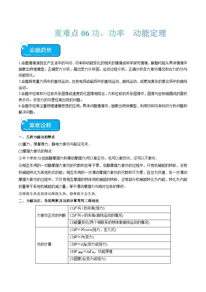 重难点06 功、功率　动能定理（解析版）第1页